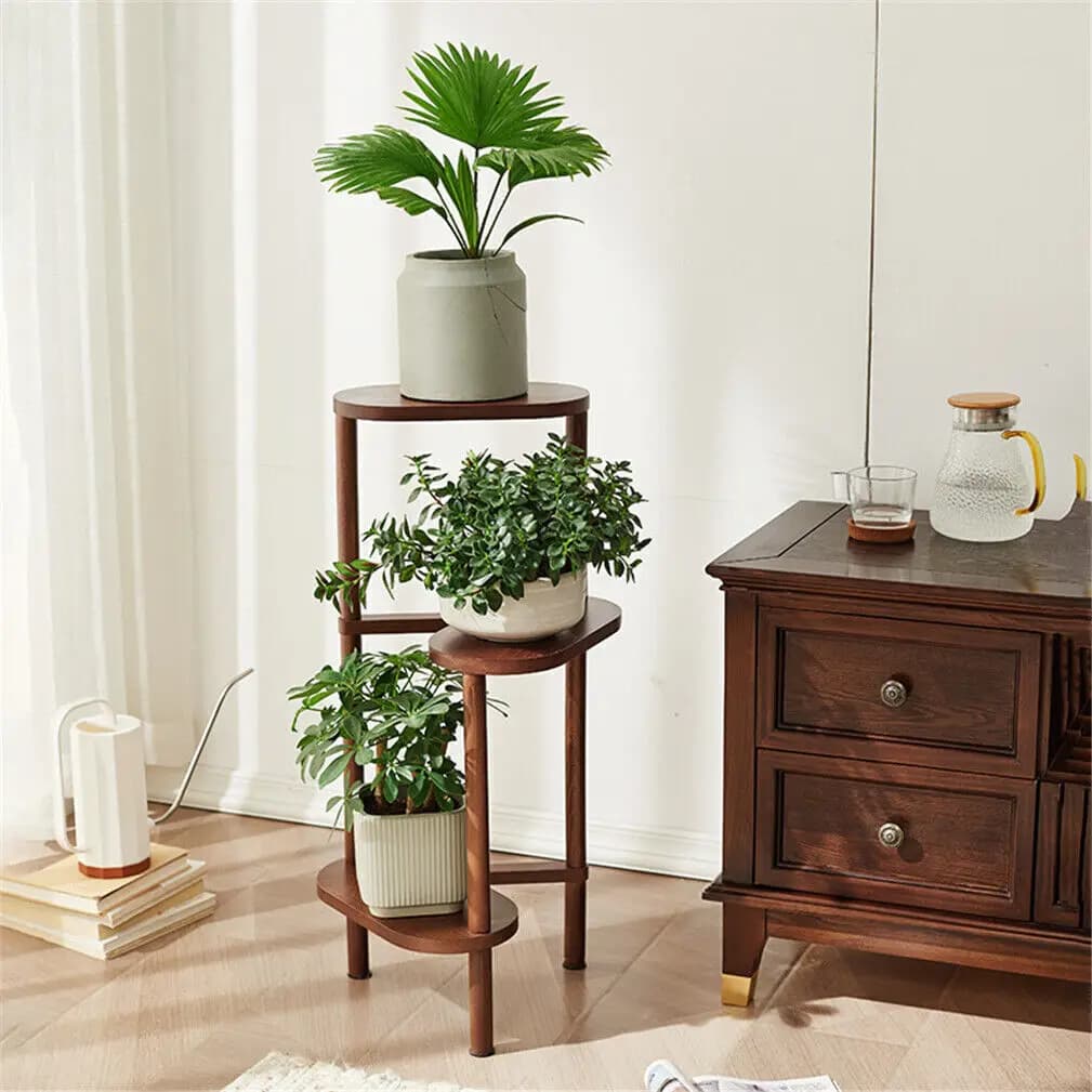 3 Tier Tall Bamboo Plant Stand Corner Plant Rack Flower Pot Holder Storage for Balcony Garden Organization