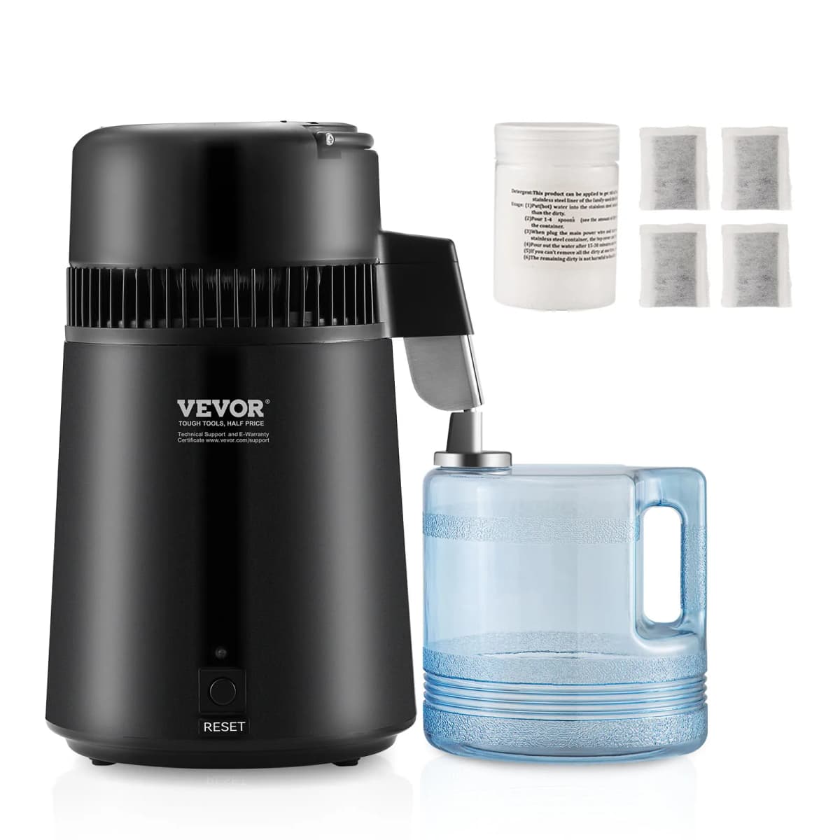 SucceBuy Water Distiller 4L 1.05 Gallon Pure Water Purifier Filter Countertop 750W Distilled Water MakerInterior Distiller