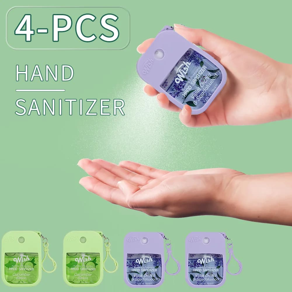 4 Power Spray Moisturizing Hand Sanitizer Spray, Containing Coconut, Watermelon, Sugar, Cucumber, Cherry Blossom And Other Flavo