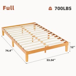 JHK All Size Solid Wood Bed Frame with Sturdy Wood Slat Support No Box Spring Needed Easy Assembly Eco-Friendly For Living Room