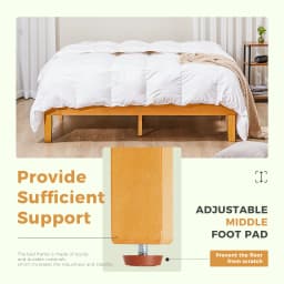 JHK All Size Solid Wood Bed Frame with Sturdy Wood Slat Support No Box Spring Needed Easy Assembly Eco-Friendly For Living Room