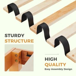 JHK All Size Solid Wood Bed Frame with Sturdy Wood Slat Support No Box Spring Needed Easy Assembly Eco-Friendly For Living Room