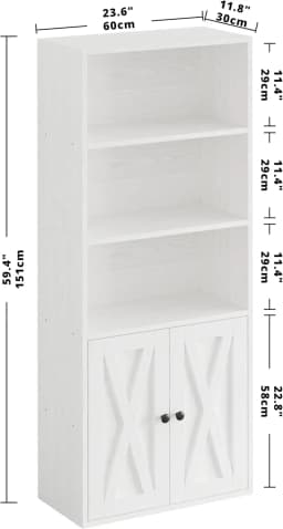 IRONCK Industrial Bookshelves and Bookcases with Doors 11.8 in Depth Floor Standing 5 Shelf Display Storage Bookcase Shelves