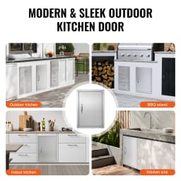 SucceBuy BBQ Access Door Stainless Steel Flush Mount Door Wall Vertical Door w/ Recessed Handle Grilling Station Outside Cabinet