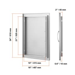 SucceBuy BBQ Access Door Stainless Steel Flush Mount Door Wall Vertical Door w/ Recessed Handle Grilling Station Outside Cabinet