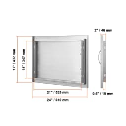SucceBuy BBQ Access Door Stainless Steel Flush Mount Door Wall Vertical Door w/ Recessed Handle Grilling Station Outside Cabinet