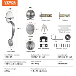 SucceBuy Front Door Handle Deadbolt Set Front Door Lock Set with Interior Knob Adjustable Hole Spacing Single Cylinder Handleset