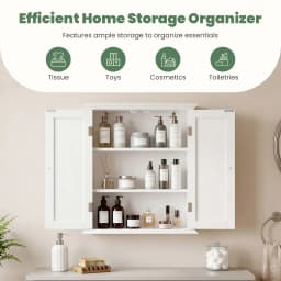 JHK 21 Inch Wall Mounted Cabinet With 2 Doors 3 Layer Medicine Wall Cabinet For Living Room Space Saver Storage Cabinet
