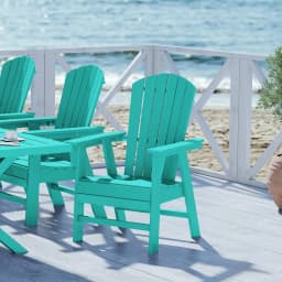 Shell-Back Adirondack Dining Chair Weather Resistant Wood Finish Outdoor Patio Use 1pc, Customized