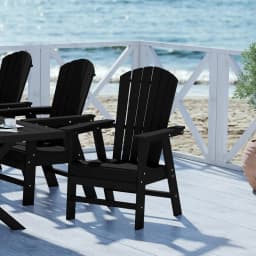 Shell-Back Adirondack Dining Chair Weather Resistant Wood Finish Outdoor Patio Use 1pc, Customized