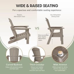 Shell-Back Adirondack Dining Chair Weather Resistant Wood Finish Outdoor Patio Use 1pc, Customized