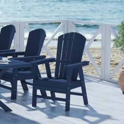 Shell-Back Adirondack Dining Chair Weather Resistant Wood Finish Outdoor Patio Use 1pc, Customized