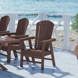 Shell-Back Adirondack Dining Chair Weather Resistant Wood Finish Outdoor Patio Use 1pc, Customized