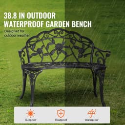 SucceBuy Outdoor Bench Wooden Metal Garden Bench for Outdoors 480 lbs Load Capacity Bench Outdoor Garden Park Bench