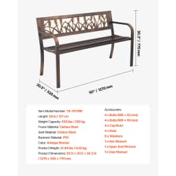 SucceBuy Outdoor Bench Wooden Metal Garden Bench for Outdoors 480 lbs Load Capacity Bench Outdoor Garden Park Bench