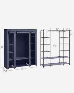 SONGMICS Closet Wardrobe, Portable Closet for Bedroom, Clothes Rail with Non-Woven Fabric Cover, Clothes Storage Organizer