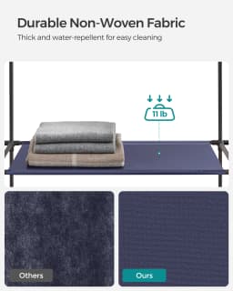 SONGMICS Closet Wardrobe, Portable Closet for Bedroom, Clothes Rail with Non-Woven Fabric Cover, Clothes Storage Organizer