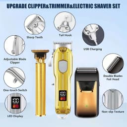 Professional Hair Clipper and Trimmer Set Men Electric Razor Shavers Beard Trimmer Rechargeable Barber Clippers Haircut Kit