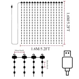 LED Decoration RGB curtain Smart Lights App Controlled String Fairy Lights DIY Pattern and Text Programmable Music Sync Reote