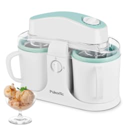 Automatic Ice Cream Maker with Built-in Compressor Party Essential Ice Cream Maker Machine, Dual 500ml Cups with Timer, 120V US
