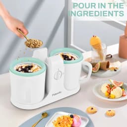 Automatic Ice Cream Maker with Built-in Compressor Party Essential Ice Cream Maker Machine, Dual 500ml Cups with Timer, 120V US
