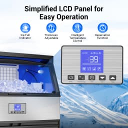 Commercial Ice Maker Machine 450LBS/24H Under Counter Ice Machine Upgrade Compressor 120LBS Storage Bin Freestanding Ice Maker