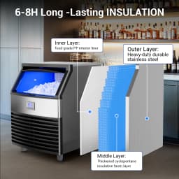 Commercial Ice Maker Machine 450LBS/24H Under Counter Ice Machine Upgrade Compressor 120LBS Storage Bin Freestanding Ice Maker