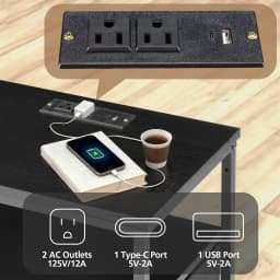 JHK 3 Fabric Drawers Cabinets with Charging Station Bedside End Table with USB/Type-C Ports Outlets Nightstand for Furniture