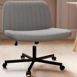 Criss Cross Chair, Extra Wide Armless Rolling Office Desk Chair with Wheels, Plus Size Viral Vanity Legged Chair, Bedroom Beige