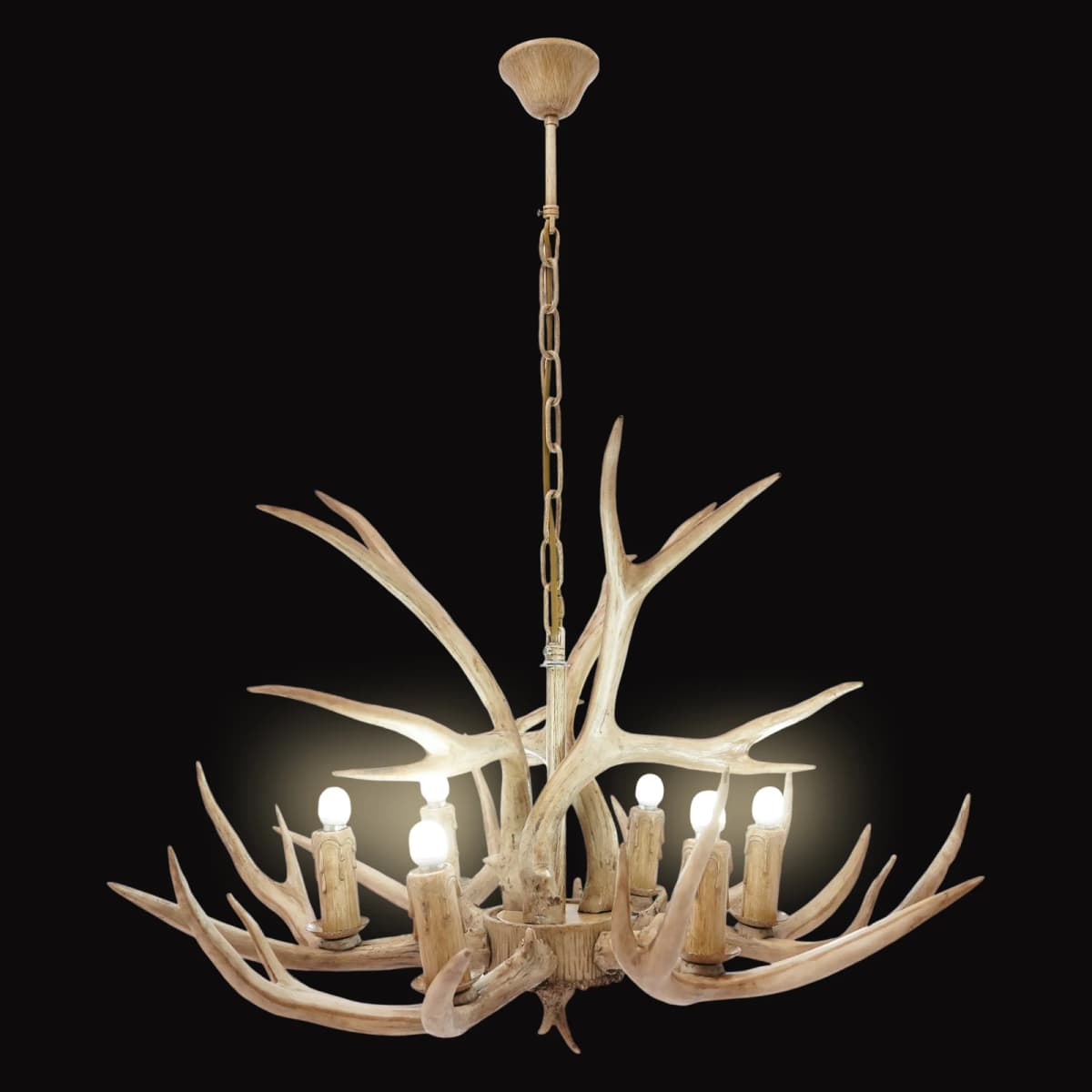 110V Resin Deer Antler Ceiling Light Retro Style Deer Chandelier 6 Lights for Dining Room Kitchen Hallway Bars Hotels