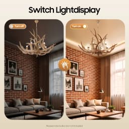 110V Resin Deer Antler Ceiling Light Retro Style Deer Chandelier 6 Lights for Dining Room Kitchen Hallway Bars Hotels
