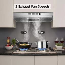 24/30/36" Under Cabinet Range Hood 280CFM Convertible Ducted/Ductless, 2-Speed & LED Light,Stainless Steel,Removable Filter