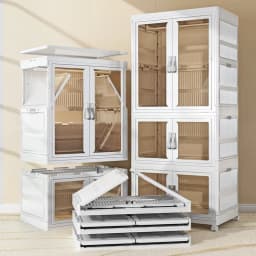 Portable Closet Plastic Wardrobe with Hanging Rod Multi-Function Storage Shelf with Clear Door Closet Organizer for Clothes