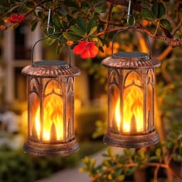 Solar Lantern Outdoor Lights, Upgraded Flickering Flame Solar Lanterns Outdoor Waterproof, Auto ON/Off Lanterns Decorative Outdo