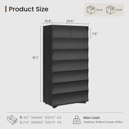 61.1" Tall 8 Drawer Wood Dresser for Bedroom Closet Hallway Storage, Customized