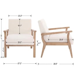Mid Century Accent Chair Set 2 Wood Frame Linen Upholstery Living Room Bedroom Ivory Customized