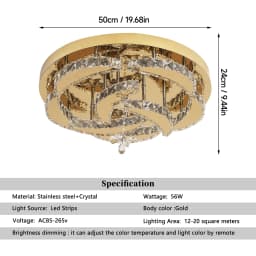 Crystal Ceiling Lamp Led Chandelier Modern Penadant Lighting Fixture For Living Dining Room Bedroom Decorate Lustre RC Dimmable