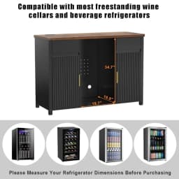 Bar Cabinet with Fridge Space, Mini Fridge Cabinet with Wine Storage, Buffet Sideboard Table for Home, Fluted Moder
