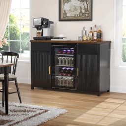Bar Cabinet with Fridge Space, Mini Fridge Cabinet with Wine Storage, Buffet Sideboard Table for Home, Fluted Moder