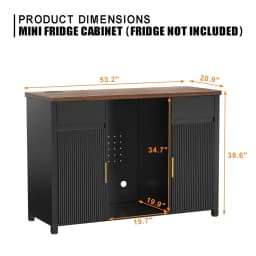 Bar Cabinet with Fridge Space, Mini Fridge Cabinet with Wine Storage, Buffet Sideboard Table for Home, Fluted Moder