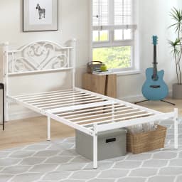 Twin Bed Frame with Headboard, Heavy Duty Metal Platform Bed with Under Bed Storage