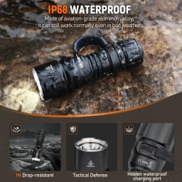 Wurkkos TD07 Tactical Flashlight 1300 Lumens 479m Beam Distance 18350 Battery Dual Switch Ring Grip Police/Everyday Use