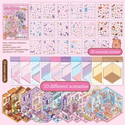 3D Cabin Scene Stickers Book Visual Stacking Cartoon Scene Sticker Collection DIY Cabin Scene Toy Game Stickers