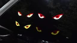 Solar Powered Car Neon Light Wireless Cool DEMON EYE Led Ambient Light Suction Cup USB Rechargeable Atmosphere Breathing Lamp