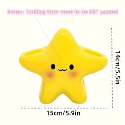 Cute Star-Shaped Toothbrush Holder Freestanding Bathroom Organizer with Cute Face Design, Space-Saving Toothbrush & Toothpaste