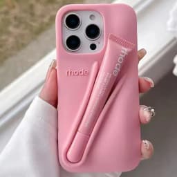 For iPhone 17 Pro Max Air 15 14 13 12 11 17 ProMax Plus Phone Case Gray Toast Ribbon Espresso Holder Silicone Lipstick Cover