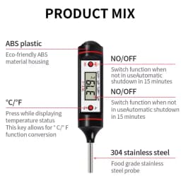 -50-300℃ Digital Food Thermometer For Meat Kitchen Cooking Water Milk Food Probe Temperature Meter BBQ Electronic Oven Tool