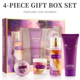 Women's Fragrance Sets 3.4fl.oz Body Mist, 3.4fl.oz Body Lotion, 3oz Candle and 2oz Bath Product 4 Pcs WONDERFUL Gift for Women