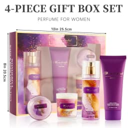 Women's Fragrance Sets 3.4fl.oz Body Mist, 3.4fl.oz Body Lotion, 3oz Candle and 2oz Bath Product 4 Pcs WONDERFUL Gift for Women