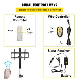 SucceBuy Remote TV Lift Motorized Cabinet TV Mount Bracket Electirc Actuator Lift Column DC Motor Height Adjustable Plasma LCD